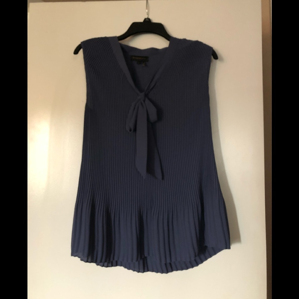 Slate pleated sleeveless blouse